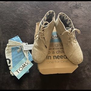TOMS Espadrille Booties Wedge Canvas Burlap size 9